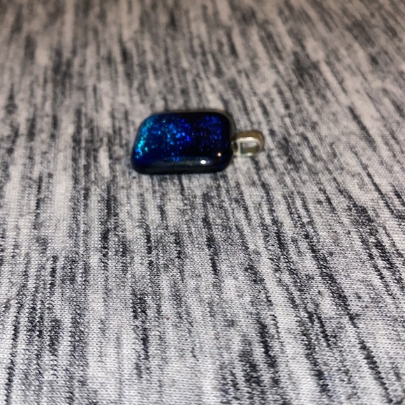 Vintage Y2K Ombré Blue Square Art Glass Pendant for Necklace Costume Jewelry - Picture 10 of 15